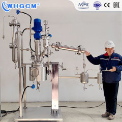 5L Corrosion Resistant Hastelloy Vacuum Distillation Jacketed Reactor with Manual Lifting Device and Magnetic Seal Coupler