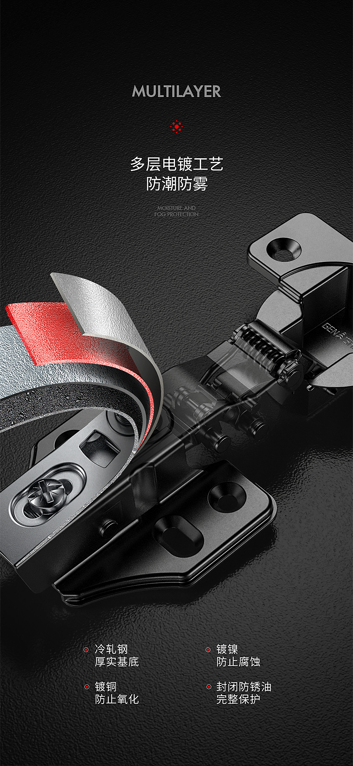 One-way soft-closing hinge：GA22B