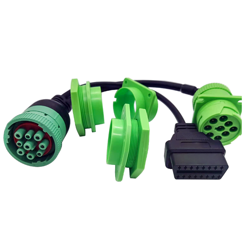 J1939  9 pin  Splitter Y Cable ELD Cable with Rubber Brackets HD10-9-1939P-BP03  HD16-9-1939S-P080 HD10-9-1939P-P080