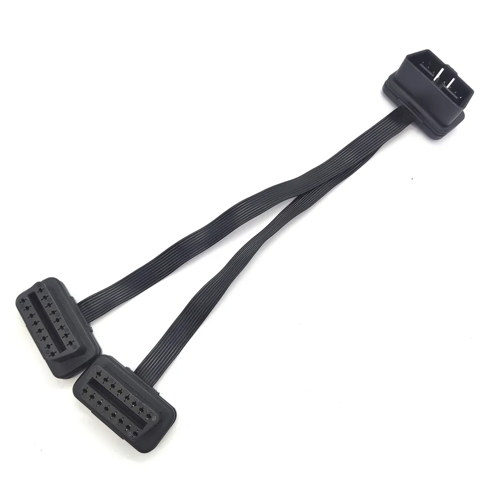 OBD2 Splitter Y Flat ELD Cable 16Pin Male To Dual Female Connector GPS Tracker Light Duty Truck Code Reader Plug to Receptacle