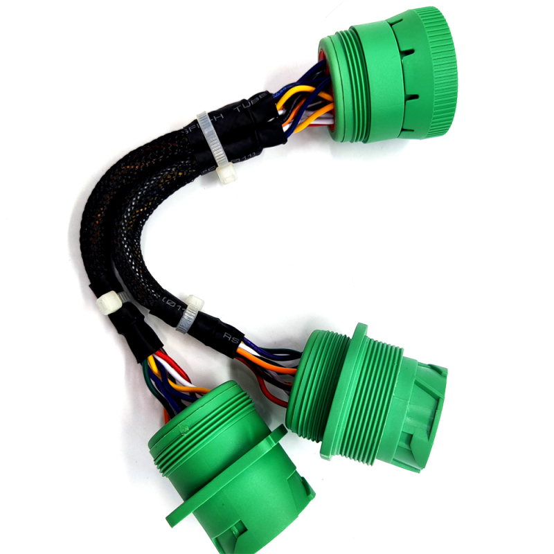 Green Type2 J1939 9pin Splitter Y Cable Female to 2 Male Diagnostic Wire Harness Fleet Cable HD10-9-1939P-BP03 HD16-9-1939S-P080