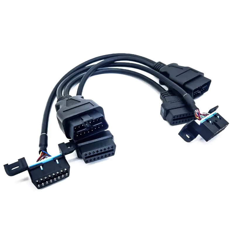 Full 16pin OBD2 OBD II Splitter Y Cable Male to 2 Female Extension Adapter  with Mount  Bracket  Wire Harness