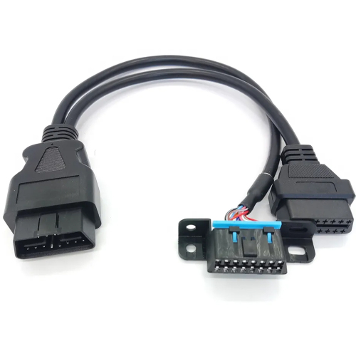 Full 16pin OBD2 OBD II Splitter Y Cable Male to 2 Female Extension Adapter  with Mount  Bracket  Wire Harness