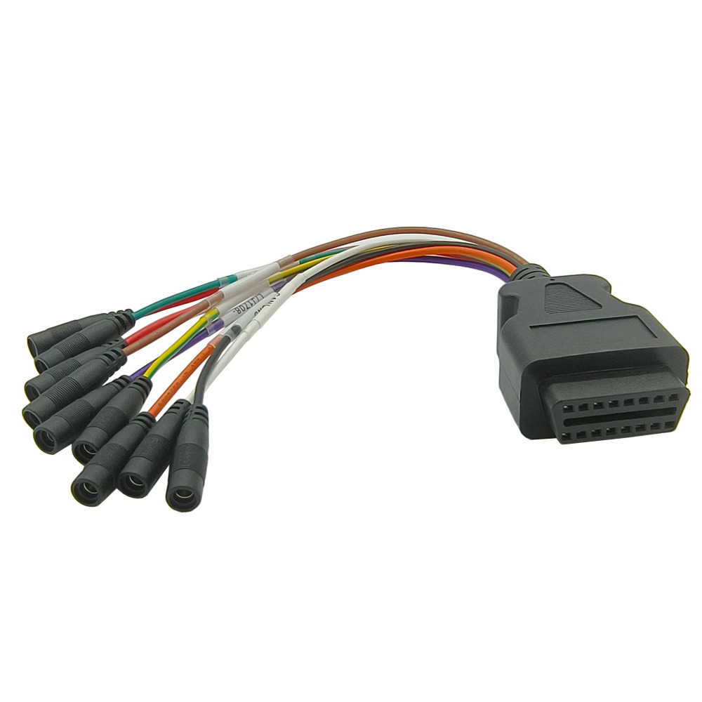 OBDII OBD2 16 Pin Female Connector Jumper Wires Tester Cable with 4MM Banana Plug To TE 1241396-1 Large Square Female Terminal Test Leads Colorful Test Cables