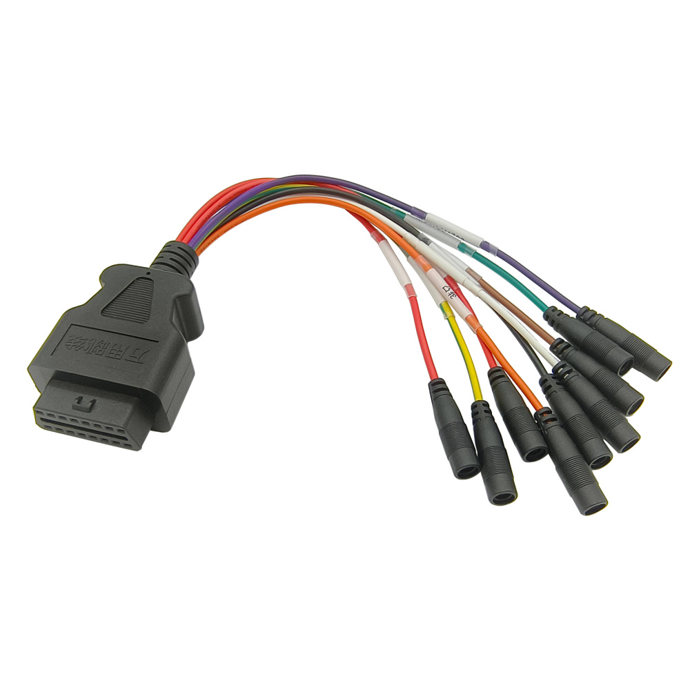 OBDII OBD2 16 Pin Female Connector Jumper Wires Tester Cable with 4MM Banana Plug To TE 1241396-1 Large Square Female Terminal Test Leads Colorful Test Cables