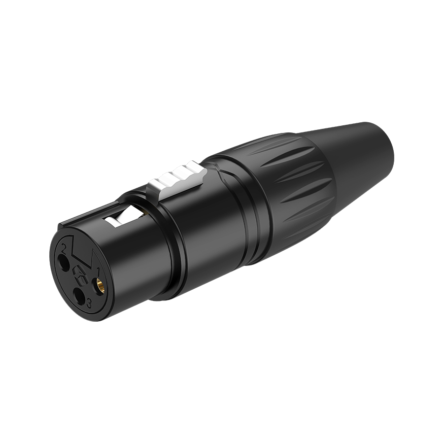ROXTONE RX3FP-BG 3 Pole XLR Female Black Shell Gold Plated Contacts 3 Pin XLR Connector
