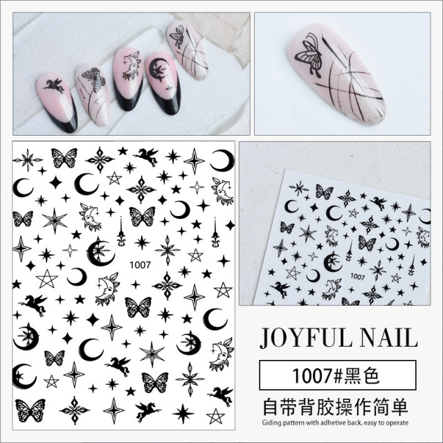 Nail Art Self-Adhesive Stickers Moon Star Winged Horse Butterflies DIY Decals Decoration (NPP34)