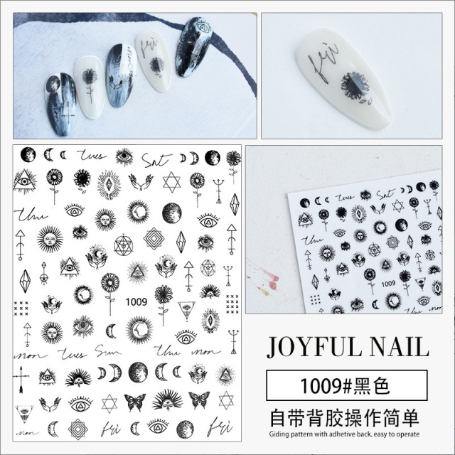 Nail Art Self-Adhesive Stickers Moon Star Winged Horse Butterflies DIY Decals Decoration (NPP34)