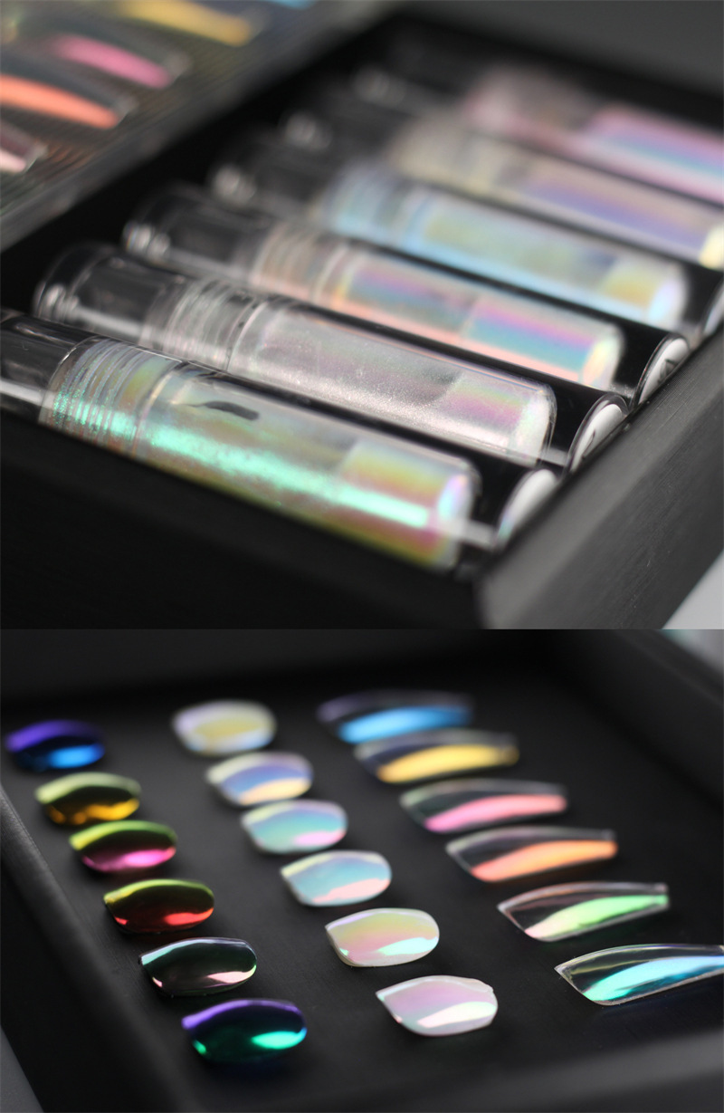 6 Colors Magic Chrome Liquid Aurora Metallic Powder Nail Pigment (D120)
