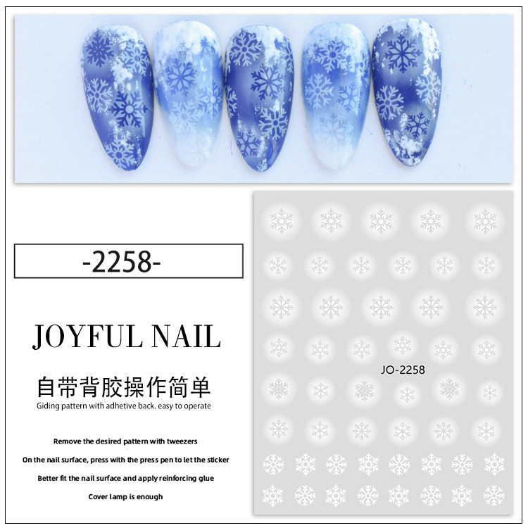 Ultra-thin Waterproof Nail Art Hollowed-Out Stickers for Fingernail Butterly/Cross/ Snowflakes /Santa Decals (NPP33)