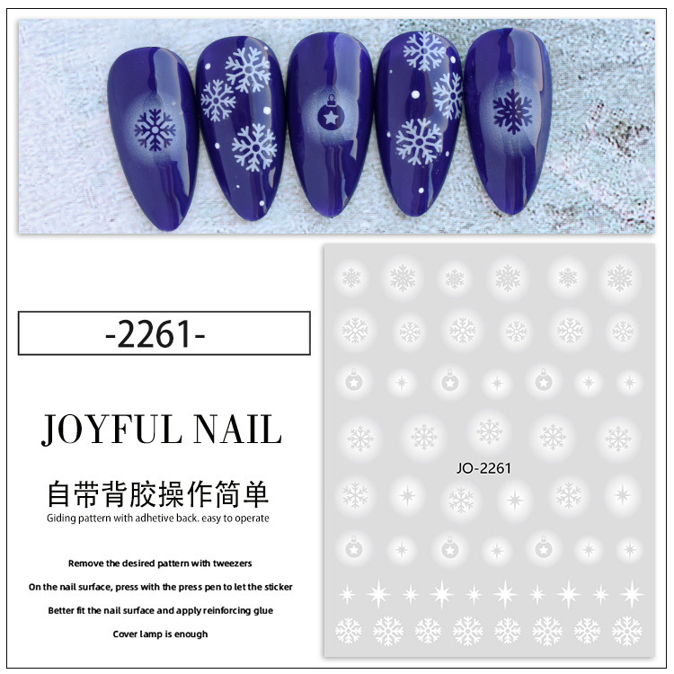 Ultra-thin Waterproof Nail Art Hollowed-Out Stickers for Fingernail Butterly/Cross/ Snowflakes /Santa Decals (NPP33)