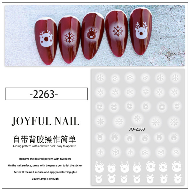 Ultra-thin Waterproof Nail Art Hollowed-Out Stickers for Fingernail Butterly/Cross/ Snowflakes /Santa Decals (NPP33)