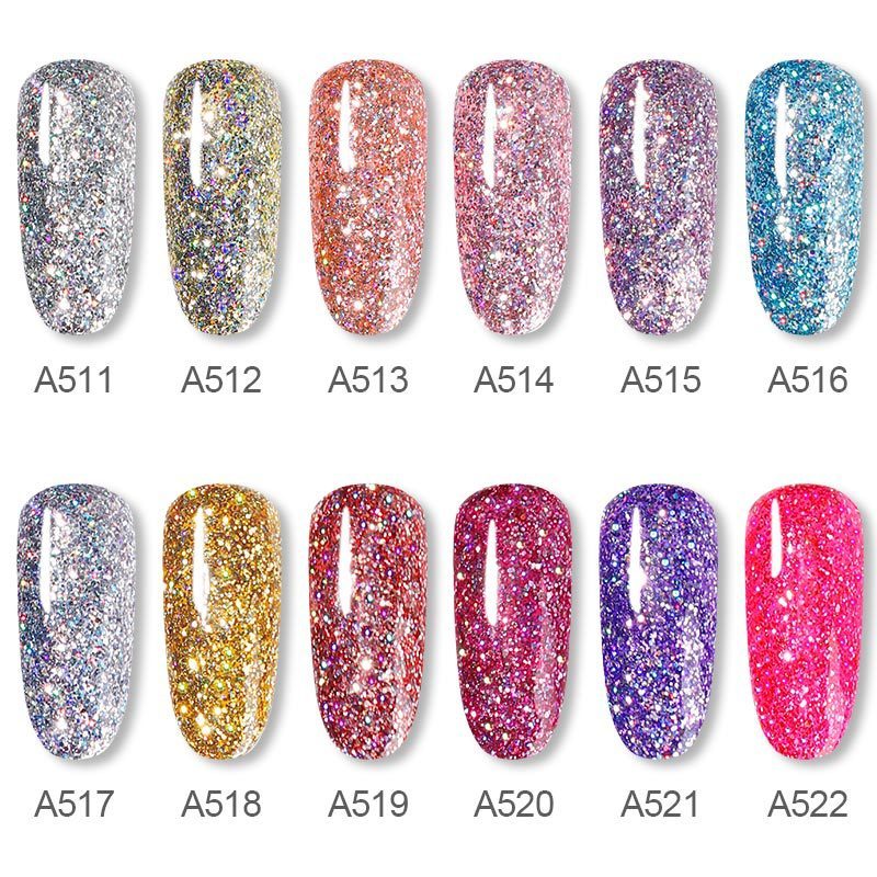Shiny Rainbow Gel Polish Sparkle 5ml Nail Glitter UV Gel with 12 Colors (UG42)