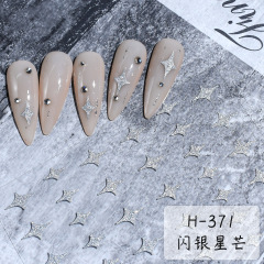 Sparkling Silver Nail Art Stickers Shining Glitter Butterflies Star Heart Shapes Snowflakes DIY Nail Decorations (NPP35)
