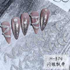 Sparkling Silver Nail Art Stickers Shining Glitter Butterflies Star Heart Shapes Snowflakes DIY Nail Decorations (NPP35)