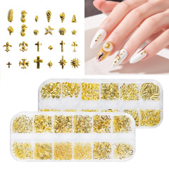 Metal Rivets Nail Art Studs Mixed Heart Frame Moon Star Gold Jewelry 3D DIY Tips Nail Art Decorations Manicure Accessories (D122)