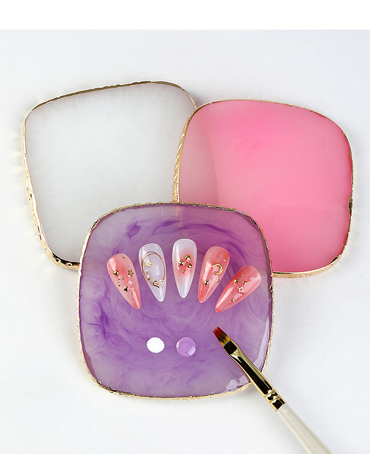 Nail Palette Crystal Marble Drawing Plate Resin Stone Nail Art Display Shelf Manicure Mixing Palette Tool Gem Plate (M37)