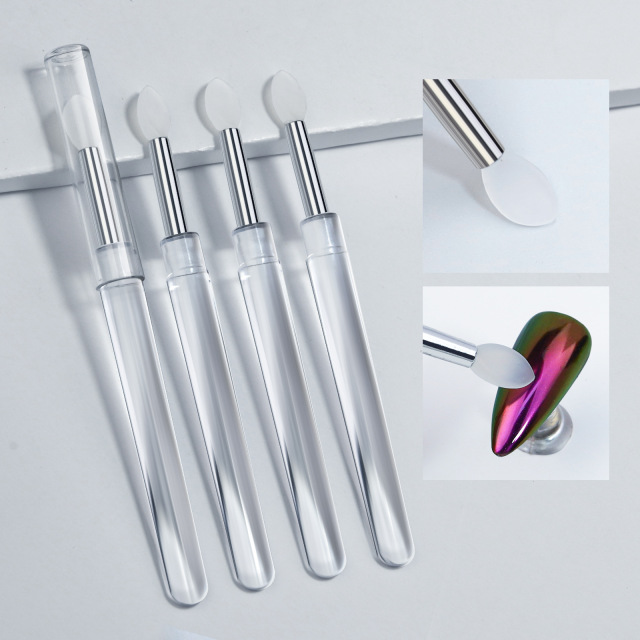 Reusable Nail Chrome Powder Stick Silicone Brush Cosmetic Makeup Tools (M38)