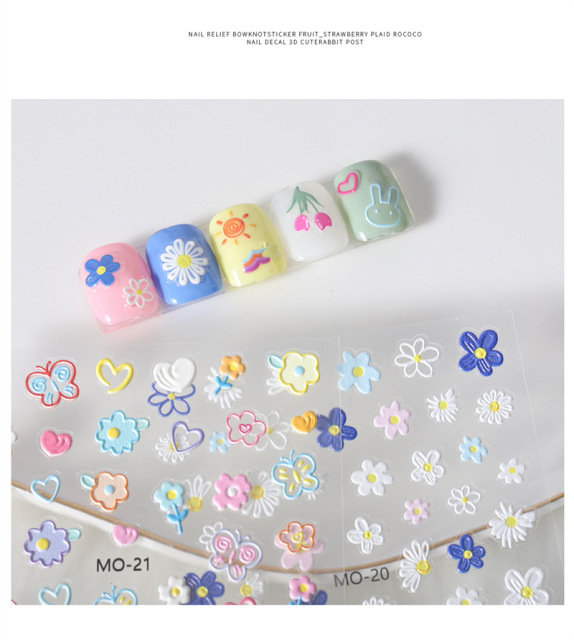 5D Cute Embossed Nail Art Stickers Kawaii Nail Decals DIY Self Adhesive Nail Sticker (NPP36)