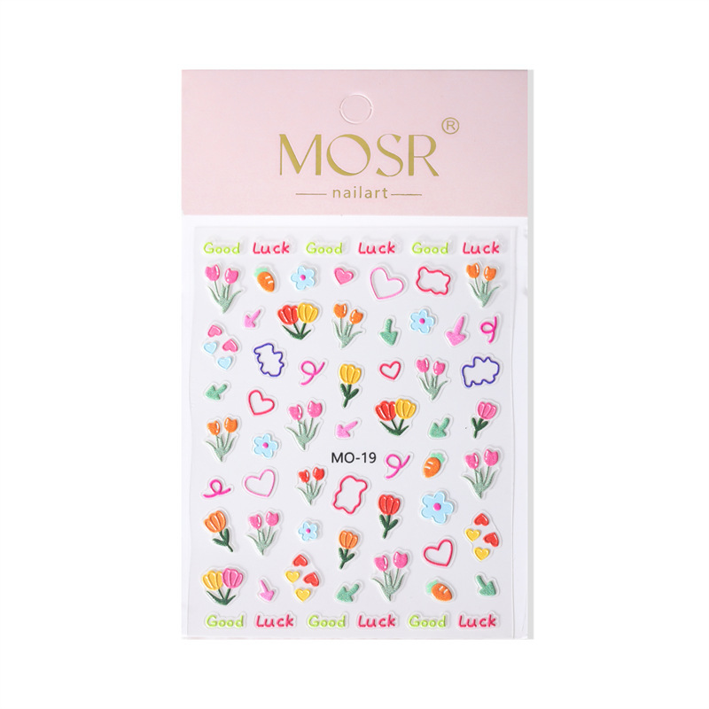 5D Cute Embossed Nail Art Stickers Kawaii Nail Decals DIY Self Adhesive Nail Sticker (NPP36)