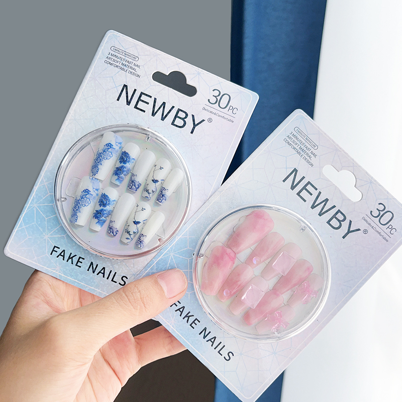 Wearable Fake Nails 30 pcs Press On Nails Lovely Designs with Wearing Tools (PNT-190)
