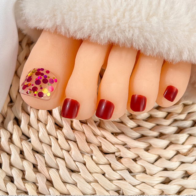Glitter Fake Toenails Wearable Toe Nails Press On Toenails 24 pcs (PNT-188)