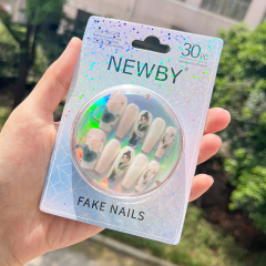 Wearable Fake Nails 30 pcs Press On Nails Lovely Designs with Wearing Tools (PNT-190)