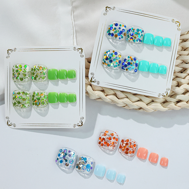 Glitter Fake Toenails Wearable Toe Nails Press On Toenails 24 pcs (PNT-188)