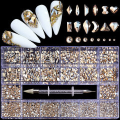 Crystal Multi Shapes Nail Art Rhinestone Kits With Picker Pen Flatback Rhinestones (D123)