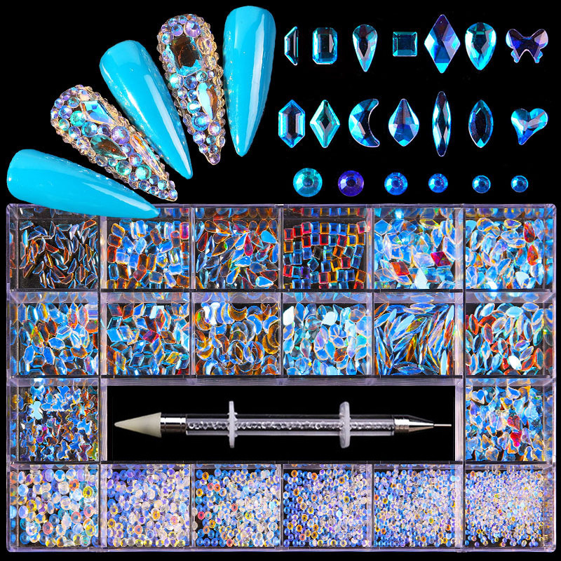 Crystal Multi Shapes Nail Art Rhinestone Kits With Picker Pen Flatback Rhinestones (D123)