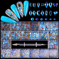Crystal Multi Shapes Nail Art Rhinestone Kits With Picker Pen Flatback Rhinestones (D123)