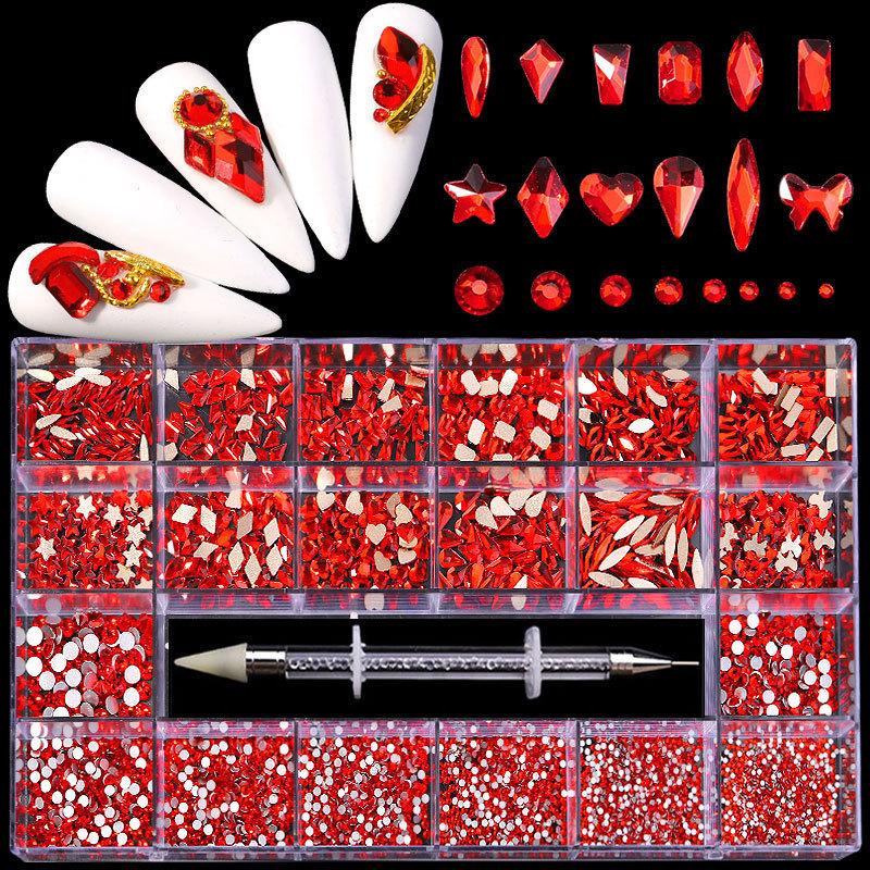 Crystal Multi Shapes Nail Art Rhinestone Kits With Picker Pen Flatback Rhinestones (D123)