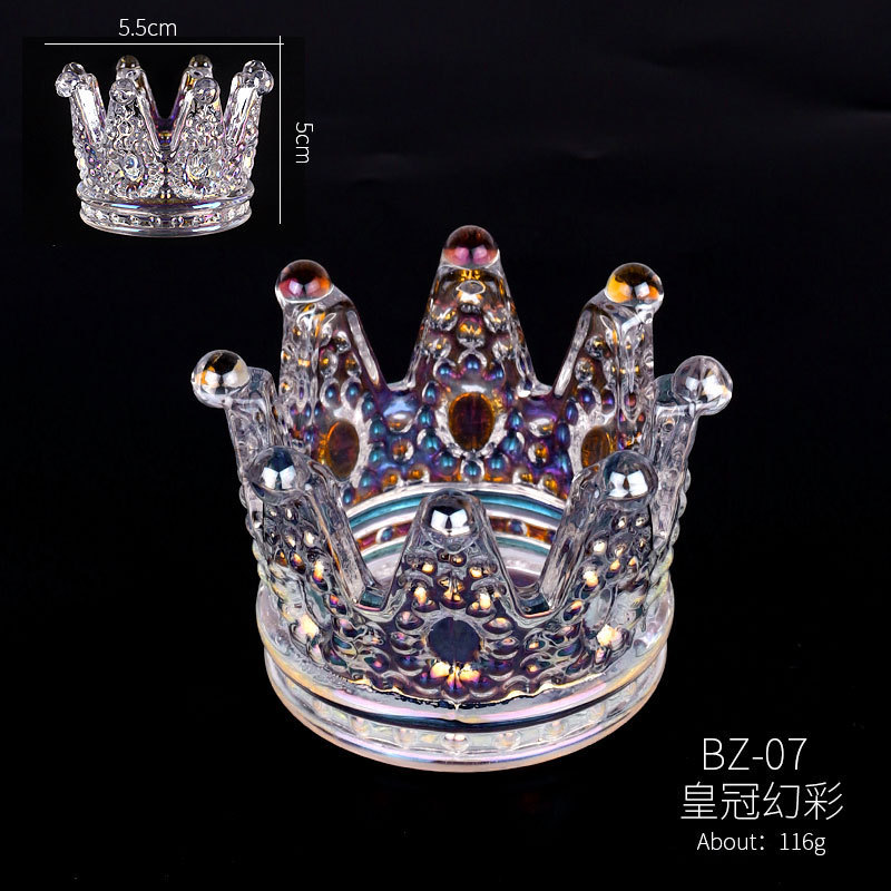 Crystal Glass Nail Dappen Dish Cup Nail Brush Crown Holder Acrylic Liquid Powder Containers (C21)
