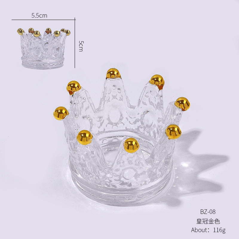 Crystal Glass Nail Dappen Dish Cup Nail Brush Crown Holder Acrylic Liquid Powder Containers (C21)