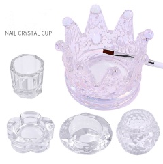 Crystal Glass Nail Dappen Dish Cup Nail Brush Crown Holder Acrylic Liquid Powder Containers (C21)