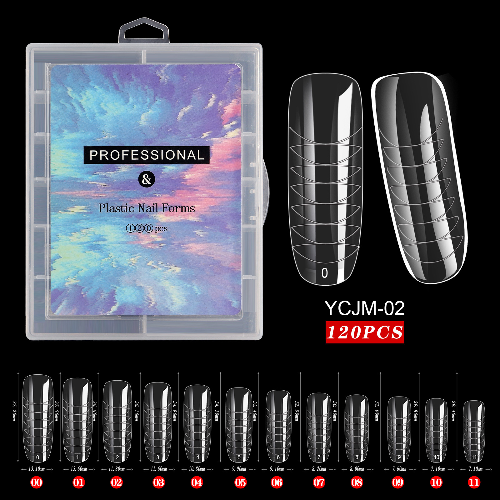 Reusable Plastic Nail Forms 120 Pcs Extension Nail Tips For Poly Gel (NT60)