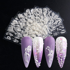 5D Embossed Nail Art Stickers DIY Adhesive Decals French Tips Snow Flower Designs (NPP37)