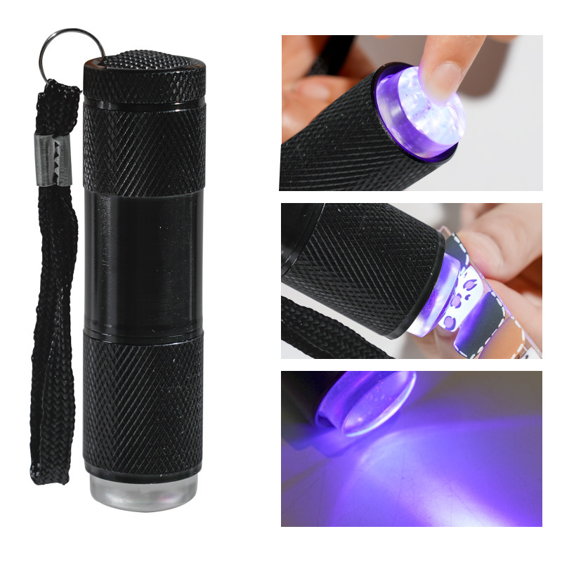 Portable Mini Nail LED Lamp 9 LED Flashlight Nail Dryer With Silicone Stamper (L001)