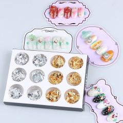 Nail Gold Silver Leaf Flakes Foil Set DIY Nails Art Accessories (D56)