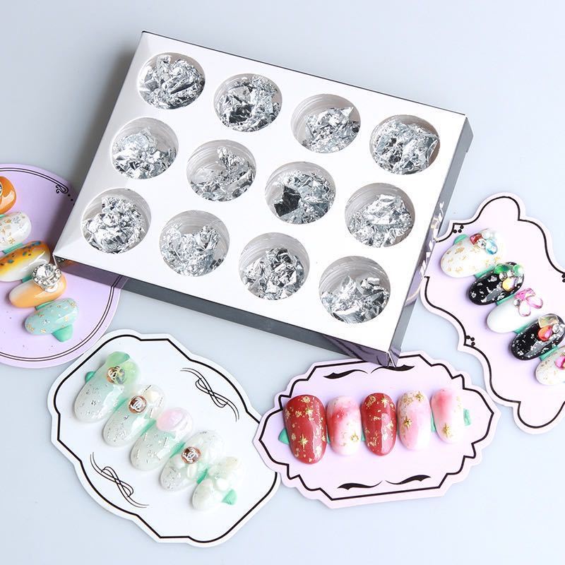 Nail Gold Silver Leaf Flakes Foil Set DIY Nails Art Accessories (D56)