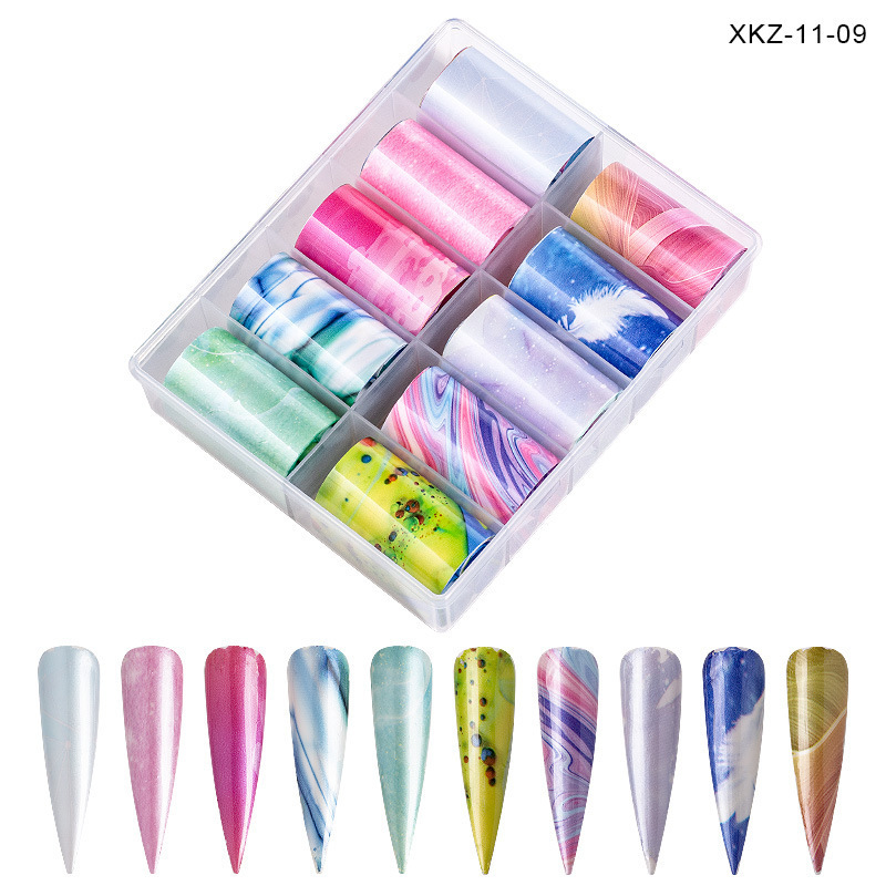 DIY Nail Art Transfer Foil Sets Flower Sky Star Styles Fingernail Transfer Slides (XKZ-11)