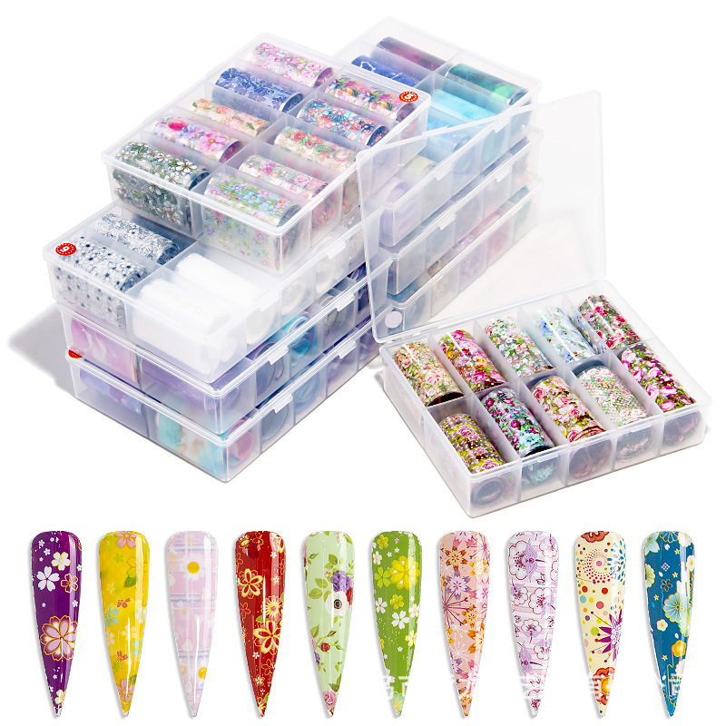 DIY Nail Art Transfer Foil Sets Flower Sky Star Styles Fingernail Transfer Slides (XKZ-11)