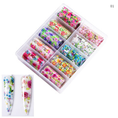 Nail Art Transfer Foil Set Multi-Color Nail Slides Leopard Sky Blooming Styles Nail Foils (XKZ-13)