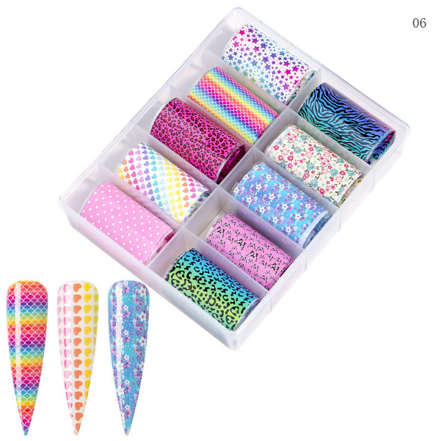 Nail Art Transfer Foil Set Multi-Color Nail Slides Leopard Sky Blooming Styles Nail Foils (XKZ-13)