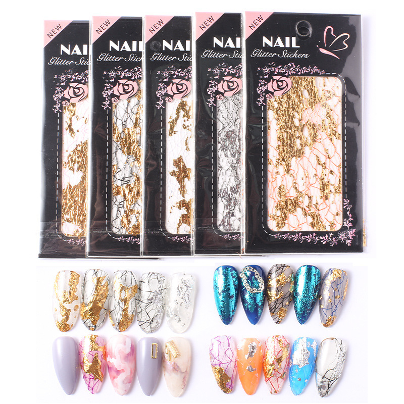 3D Mesh Gold Silver Net Line Tapes Nail Transfer Foils Stickers (XKZ-21)