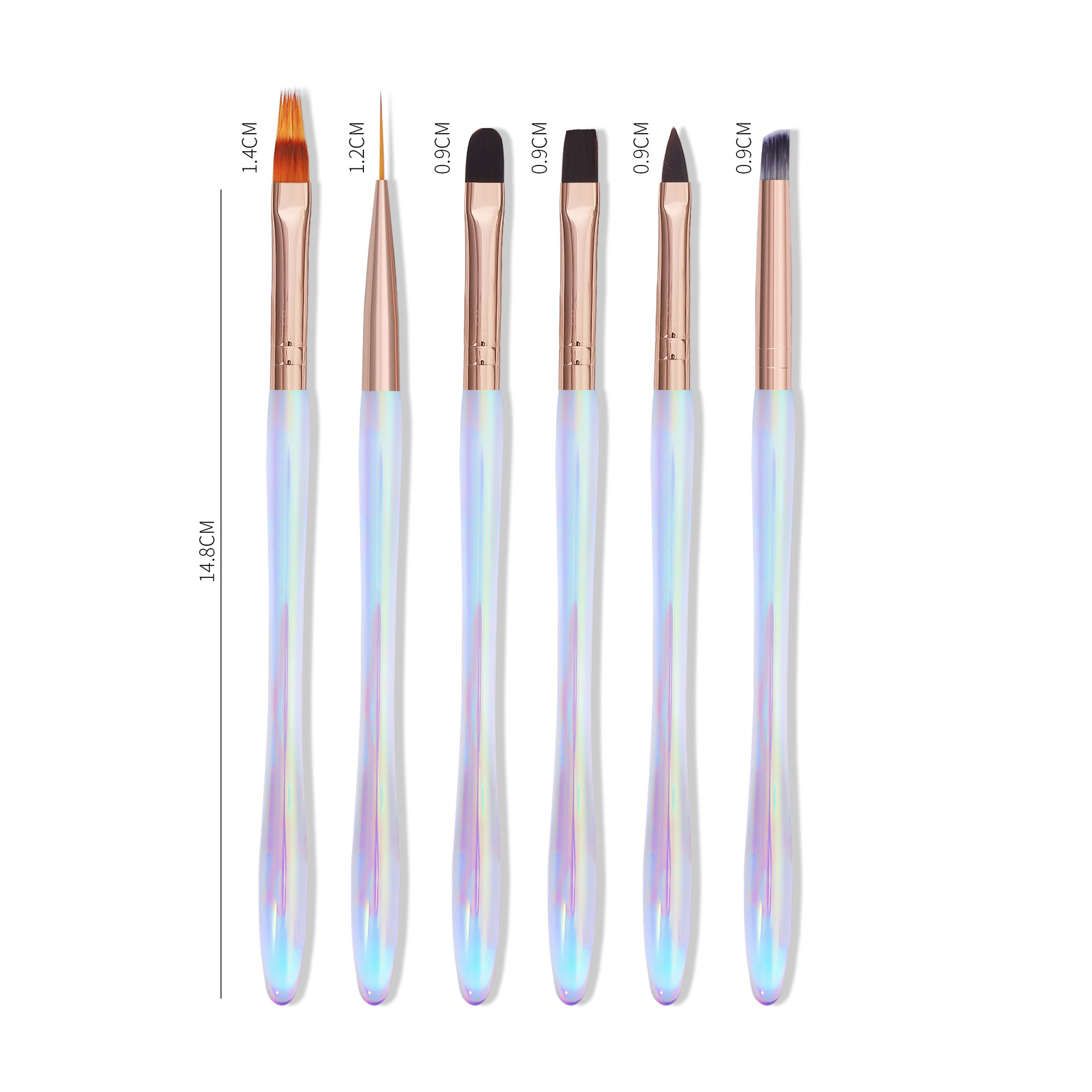 Professional Gel Nail Brush 6 Pcs Manicure Brush Kits Drawing Painting Brushes (B002)