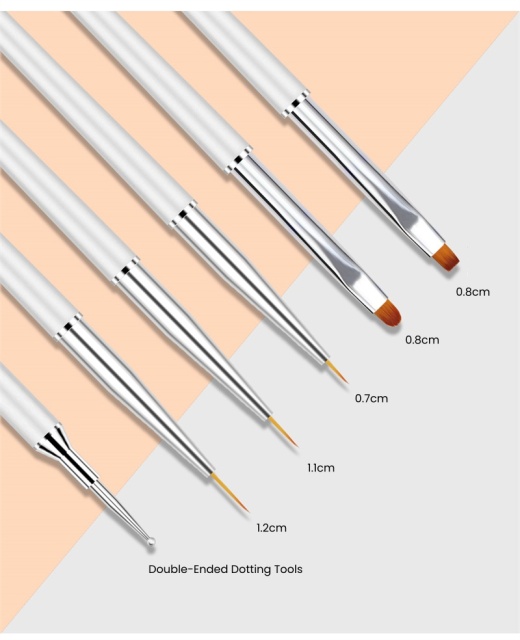 Wholesale Gel Brush Supplier Nail Painting Drawing Gel Polish Brushes 6 Pcs (B004)