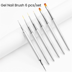 Wholesale Gel Brush Supplier Nail Painting Drawing Gel Polish Brushes 6 Pcs (B004)