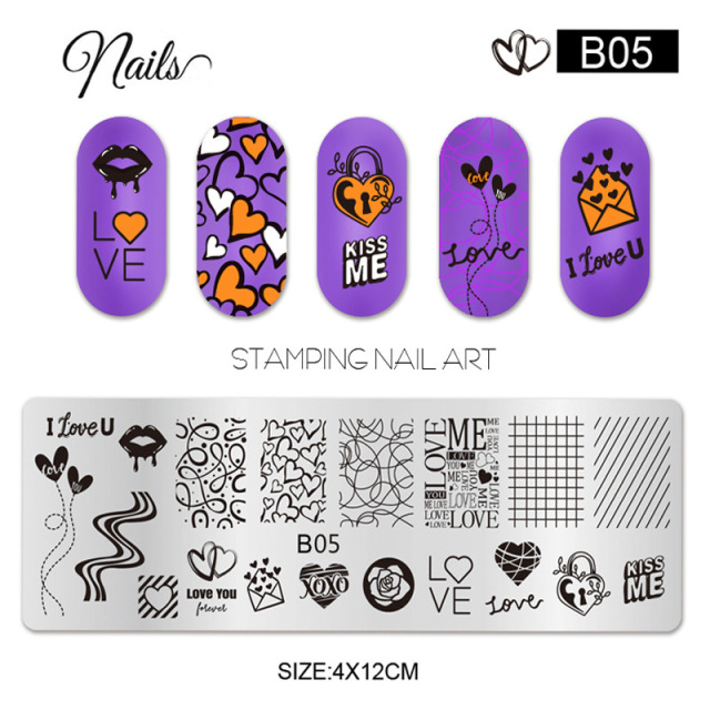2024 Nail Art Stamping Plates Image Templates DIY Smile Heart Shapes French Nail Stencils (SNA05)