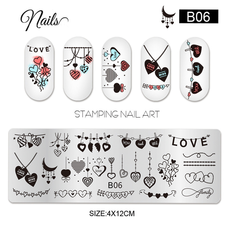 2024 Nail Art Stamping Plates Image Templates DIY Smile Heart Shapes French Nail Stencils (SNA05)